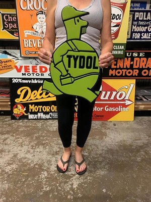 Antique Vintage Old Style Metal Sign Tydol Gas Oil Man 20x14 Made in USA