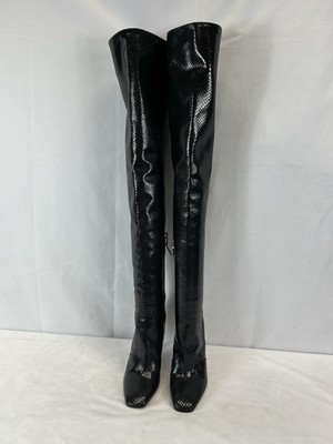 TOM FORD  105MM Glossy Python-Embossed Leather Over-the-Knee Boots  Sz US 6.5