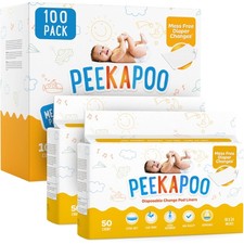 Peekapoo - The Original Disposable Baby Changing Pad Liners 100 Pack Supe...