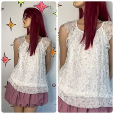 Luisa Ricci Silk Pastel Floral Bubble Top Romantic Coquette Cottagecore M