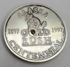 1997 1oz .999 Silver Alaska Gold Rush Centennial with Real Gold Nugget Round