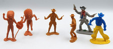 Lot vintage de 6 figurines de cowboys et d'Indiens en plastique - Échelle...