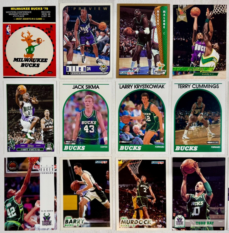 Lote de 23 tarjetas coleccionables de baloncesto de la NBA Milwaukee Bucks HOFers Rookies All-Stars Foto 2 de 4