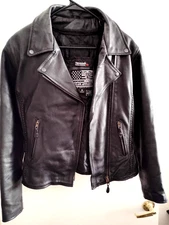 USA Bikers Dream Apparel Genuine Thinsulate Black Leather Motorcycle Jacket Sz M