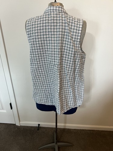 Camicetta J Jill a quadri senza maniche con bottoni blu Gingham XL - Foto 6 di 9