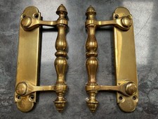 Antique Victorian Vintage Pair Brass Door Window Knob Handles Reclaimed Salvage