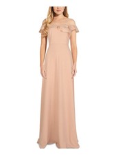 ADRIANNA PAPELL Womens Pink Sleeveless Off Full-Length Formal Sheath Dress 4