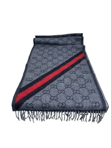 Gucci 570603 Foulard en laine Motif intégral, Homme, Bleu