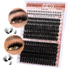 Focipeysa Eyelash Clusters 100D 200D Lashes Extensions with Bottom Lash Volume F