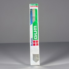 Vintage Butler GUM Toothbrush 411 Full Size Soft Pick End Prop Blue VTG