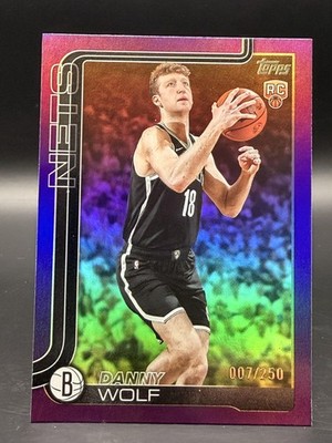 Danny Wolf 2025-26 Topps #227 SN,RC Purple Holo Foil Brooklyn Nets Rookie