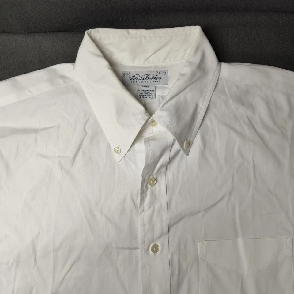 Brooks Brothers Shirt Mens 17 35 White Oxford Button Down Long Sleeve Made USA - Image 3 of 4