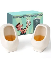 Fairly Odd Novelties Urinal Shot Glasses Set of 2 - 1.5oz. Ceramic Toilets