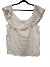 Women's sz XL Banana Republic white eilette 100  cotton new/ tags shirt 1095