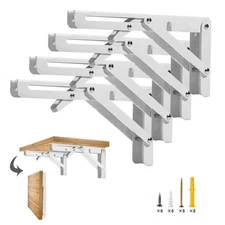 Folding Shelf Brackets 4 PCS 12 Inch Heavy Duty Wall Mounted White