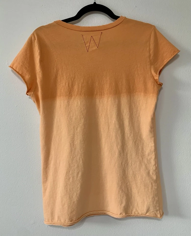 Y2K Vintage Orange Women’s Large V Neck T Shirt Distressed Romantic Grunge Style - Image 3 of 4