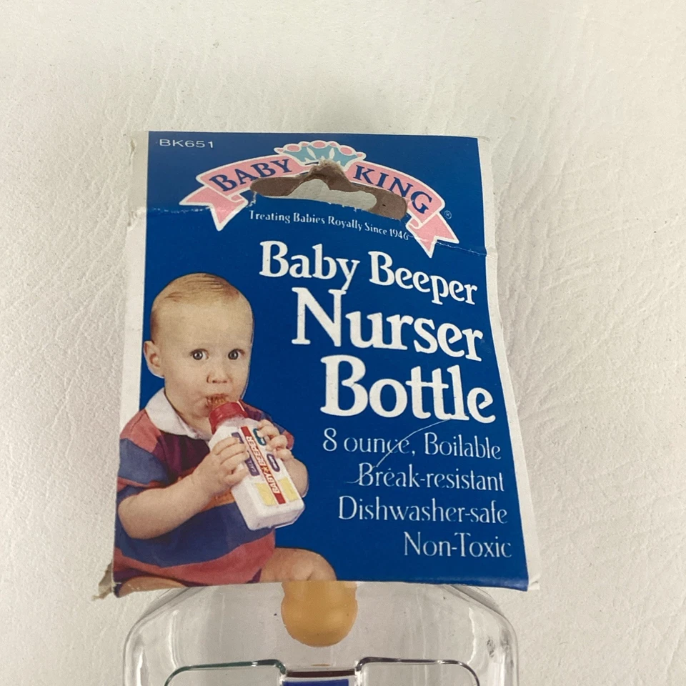 Biberón Baby King Baby Beeper 8 onzas resistente a la rotura vintage 1995 Regent Foto 3 de 4