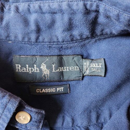 Ralph Lauren camicia abbottonata uomo 3XLT alta blu arancione pony manica lunga - Foto 5 di 8