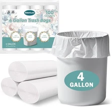 100 Count 4 Gallon Trash Bags Small Garbage Bags for Office Bathroom Can Liners