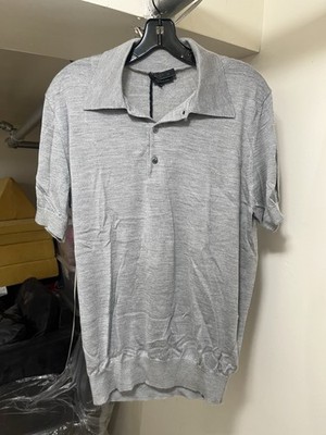 PRADA Men's Cashmere Silk Polo Shirt Size 50 Grey Made In Italy