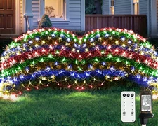 JMEXSUSS 360 LED Christmas Net Lights Outdoor Mesh Lights, Connectable Bush Ligh