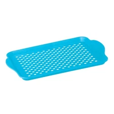 Oggi Rectangle Non Skid Rubber Grip Serving Tray, Aqua