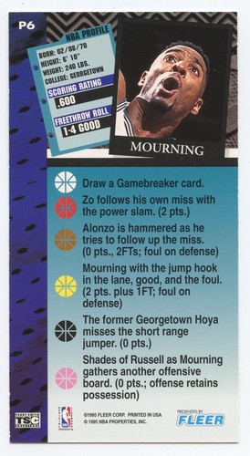 ALONZO MOURNING: 1995 Fleer Jam Session Game Test Samples - Charlotte Hornets - Picture 2 of 2