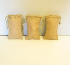 3 BURLAP SACKS 6" BY 10" WEDDING FAVOR BAGS WITH DRAWSTRINGS JEWELRY COIN GIFT