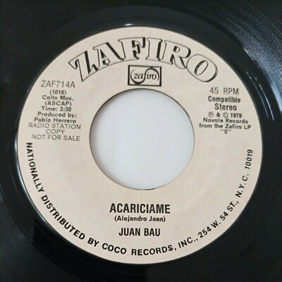 Juan Bau Acariciame / Detras De Una Sonrisa ZAFIRO ZAF714 VG+ #3116