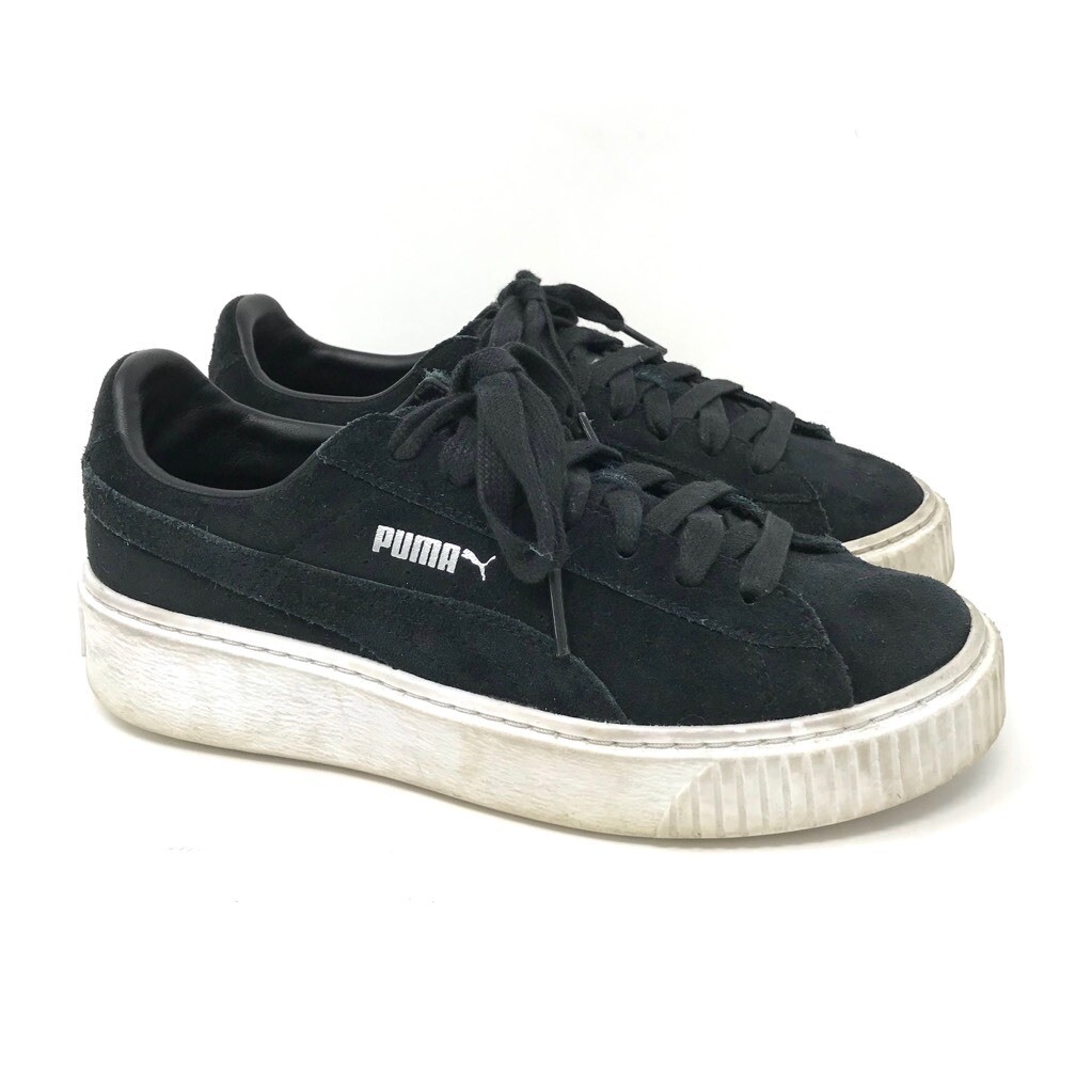 puma platform sneakers black and white