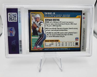 2002 TOPPS Gallery Heritage Tom Brady Bowman Rookie RC PSA 7 2002 TOPPS Gallery Heritage Tom Brady Bowman Rookie RC PSA 7