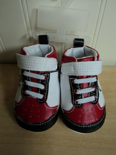NWOT FILA PRE WALKER CRIB SHOES INFANT BABY BOYS SNEAKERS HIGHTOPS 0-6M Red Whit - Picture 6 of 6