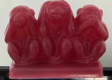 Mold-A-Rama 3 Monkeys, See, Hear, Speak No Evil - DARK RED - CUTE