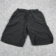 Match point Black Linen Pull-On Bermuda Skimmer Shorts Women's Size Medium