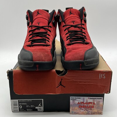 Size 9 - Jordan 12 Retro Reverse Flu Game 2020 Red Black Suede