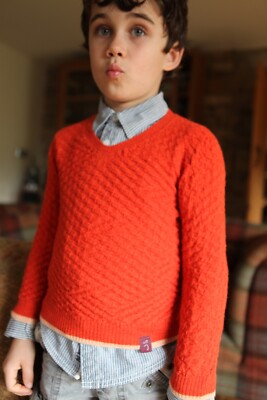 Plum of London Kinderpullover Royal Alpaka orange V-Ausschnitt 2-3 neu mit Etikett UVP 65 £ jetzt 9 £