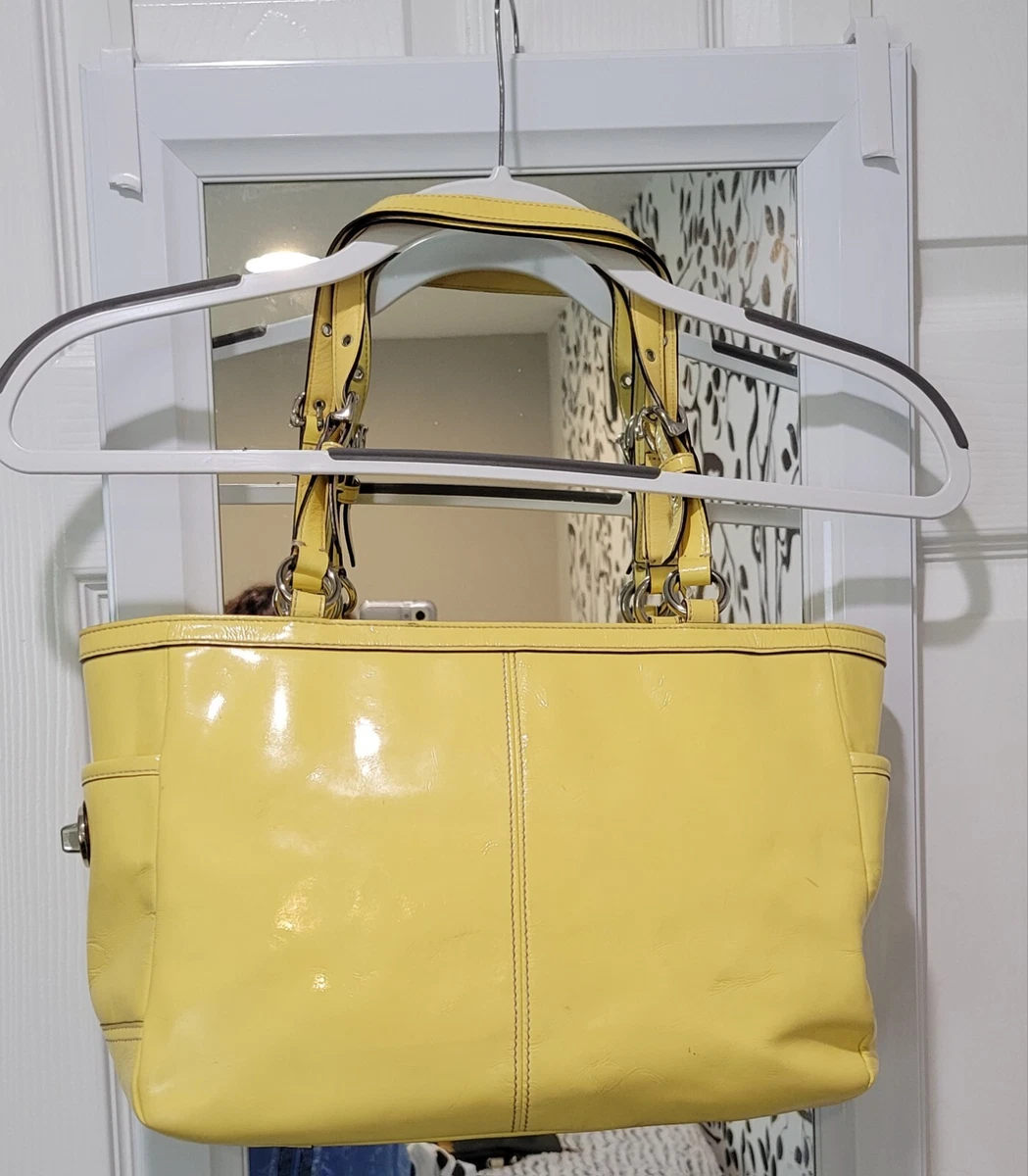 Coach Patent Leather Pleated Gallery Tote F13761 Bright Butter