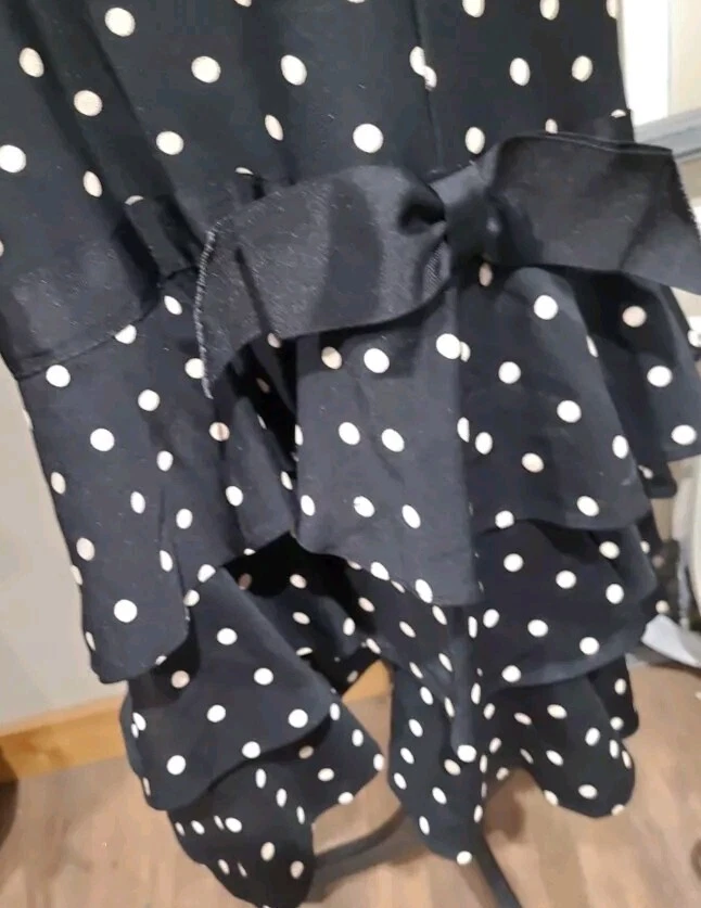 Vtg. 80's Torino Fashions Womens Drop Waist Polka Dot Dress SZ M Flutter Sleeve - Image 4 of 4