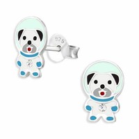 Astronaut Hund Ohrringe Ohrstecker 925 Silber - Kinder Damen MäDchen Schmuck