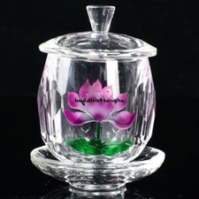 3.3inch Buddha Holy Water Cup Crystal Buddhist Lotus Guanyin Water Purification