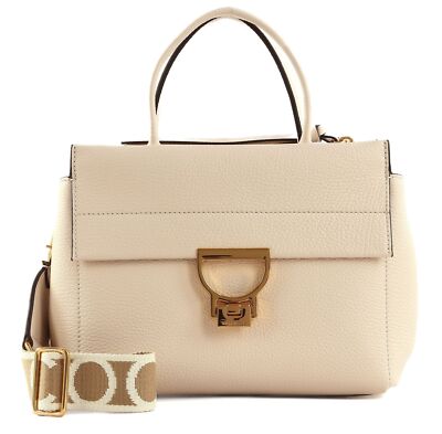 COCCINELLE Arlettis Signature Handbag Grained Leather Handtasche Lambskin  White