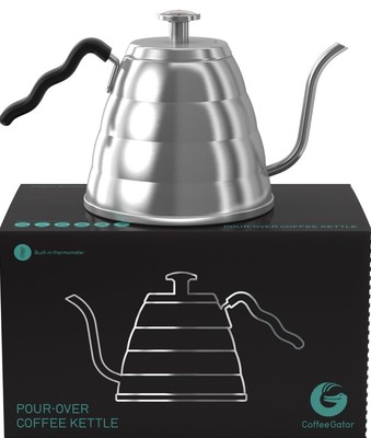 Kaffee Gator Schwanenhals Wasserkocher - 1,2 Liter, Edelstahl eingebautes Thermometer