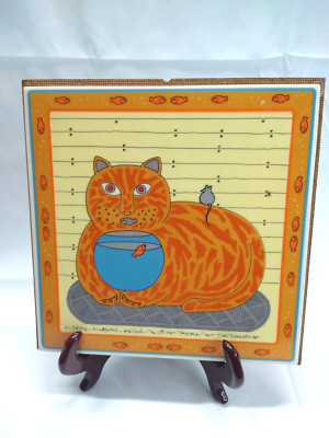 VINTAGE 1982 TAYLOR & Ng TILE FRAMED ''KITTY KATFISH'' SAN FRANCISCO   