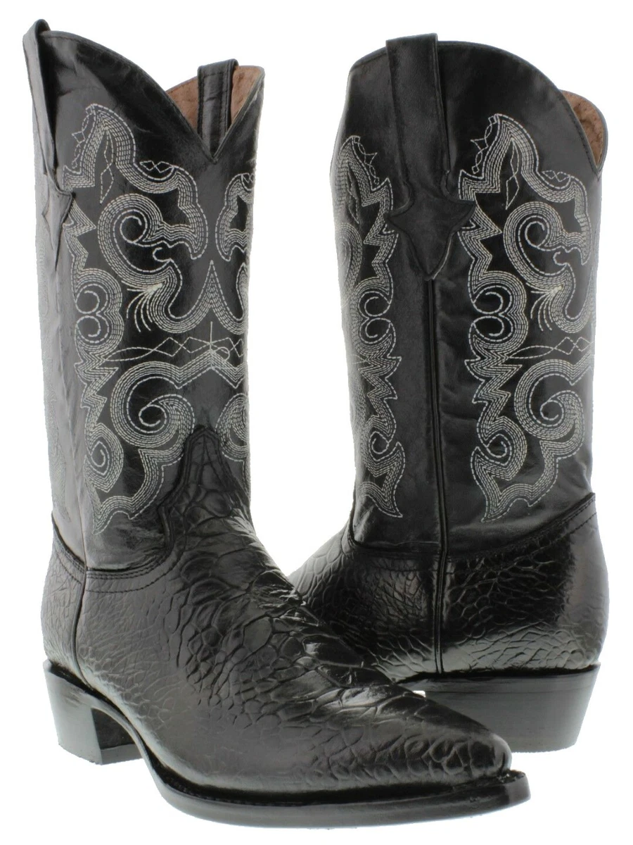 Mens Black Cowboy Boots Leather Sea Turtle Design Western J Toe Bota