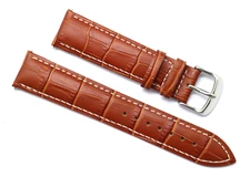 20mm Brown Crocodile Grai Leather Replacement Watch Band - Swiss Wenger & Others
