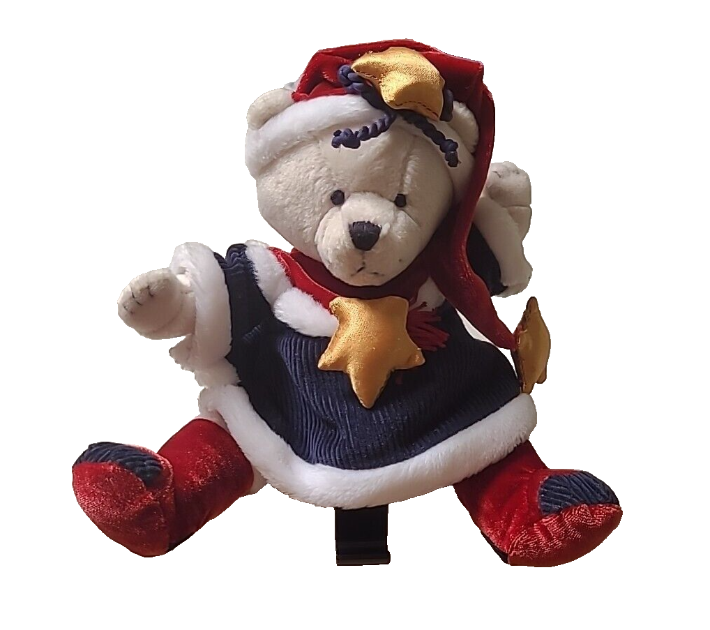 Vintage Christmas Stocking Holder Mrs. Clause Santa Bear 8 Inch Dakin Applause