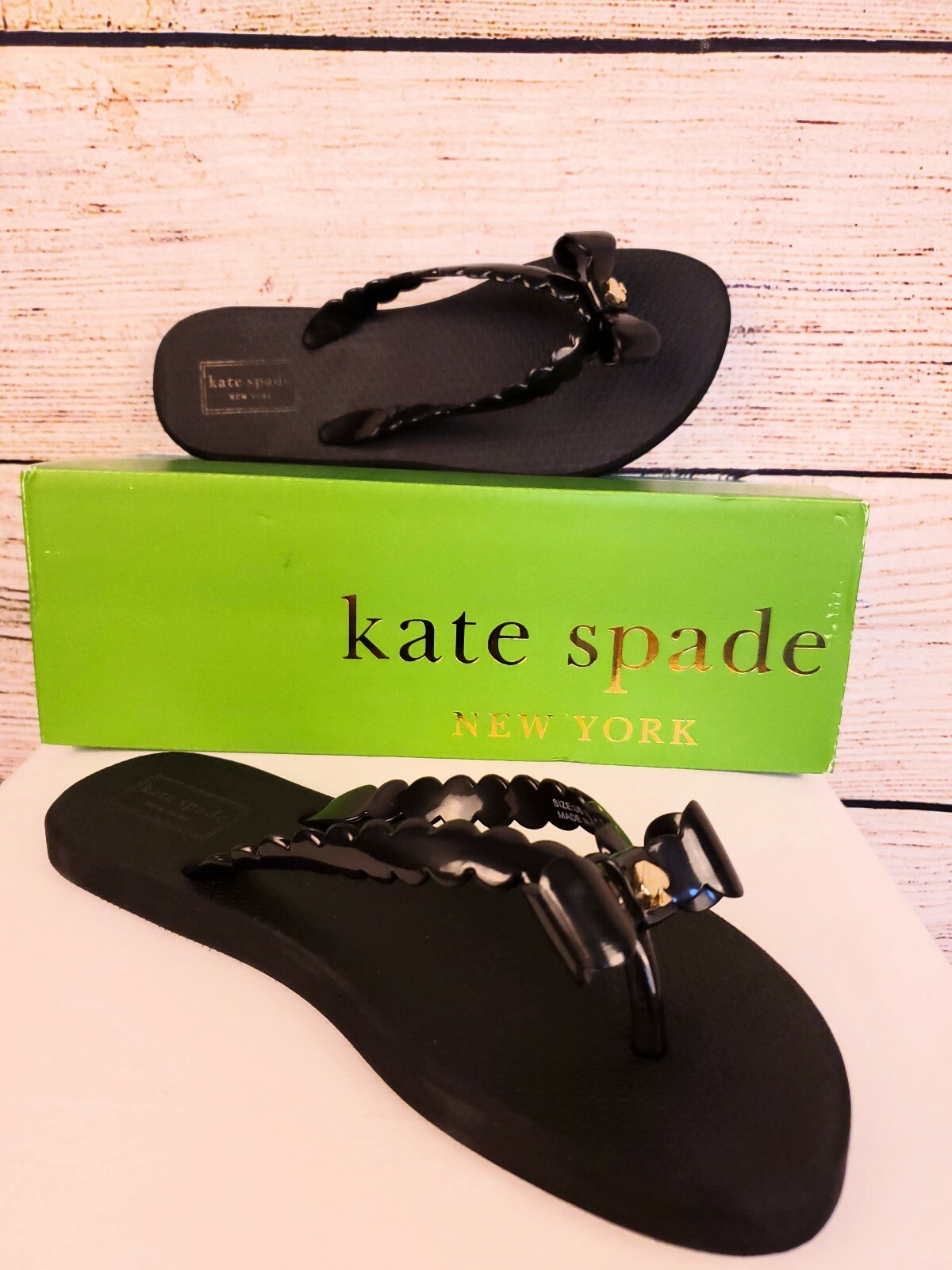 Dames schoenen Kate Spade Denise Black Bow Flip Flop Thong Sandals