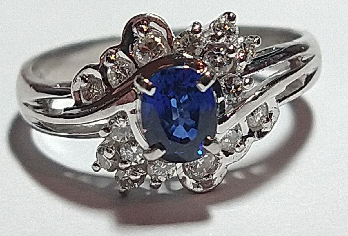 Solid platinum 0.58 carat natural sapphire diamond ring 3.97 Solid platinum 0.58 carat natural sapphire diamond ring 3.97