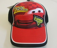 NWT Disney CARS Lightning McQeen 95 Boys Black Baseball Cap Hat Size 53cm