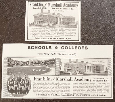 FRANKLIN&MARSHALL ACADEMY Basketball Team&Oval Photos Lancaster,PA 1914Print Ads